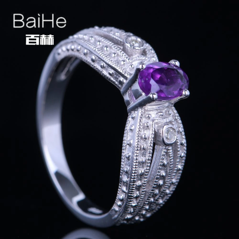 Женское Обручальное кольцо с аметистом 0.46CT белое золото 14 к | Украшения и