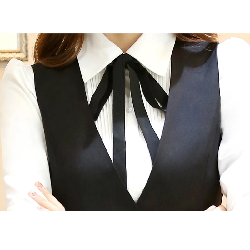Женский офисный костюм летная Униформа официантки приталенная Блузка + жилет