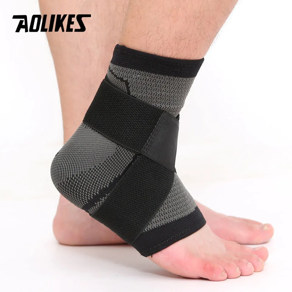 AOLIKES 1 шт. 3D спортивный фиксатор для голеностопа, протектор, компрессионная поддержка лодыжки, эластичный нейлоновый ремешок, фиксатор для футбола, баскетбола - Цвет: Black