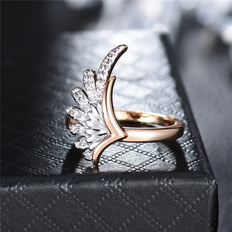 Будонг Романтические кольца для помолвки золотого цвета CZ крыло винтажные