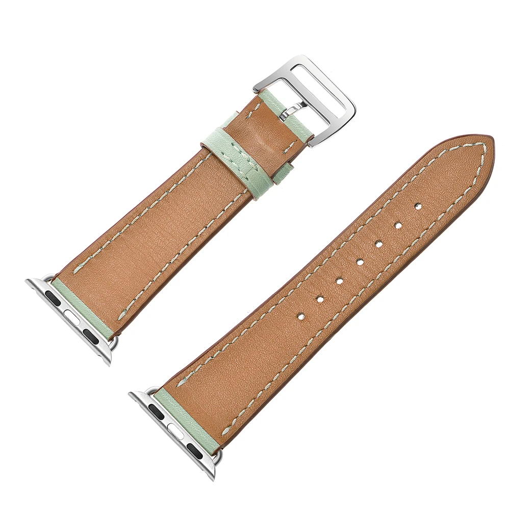 Элегантный розовый мятный зеленый один тур ремешок для Apple Watch Band из натуральной кожи серии 1 2 3 4 38 мм 40 мм 42 мм 44 мм браслет ремешок