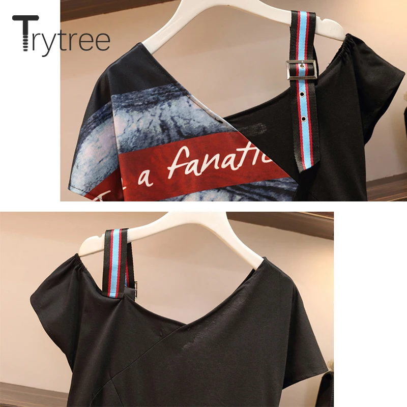 Trytree/летнее уличное Хлопковое платье с принтом из полиэстера женское