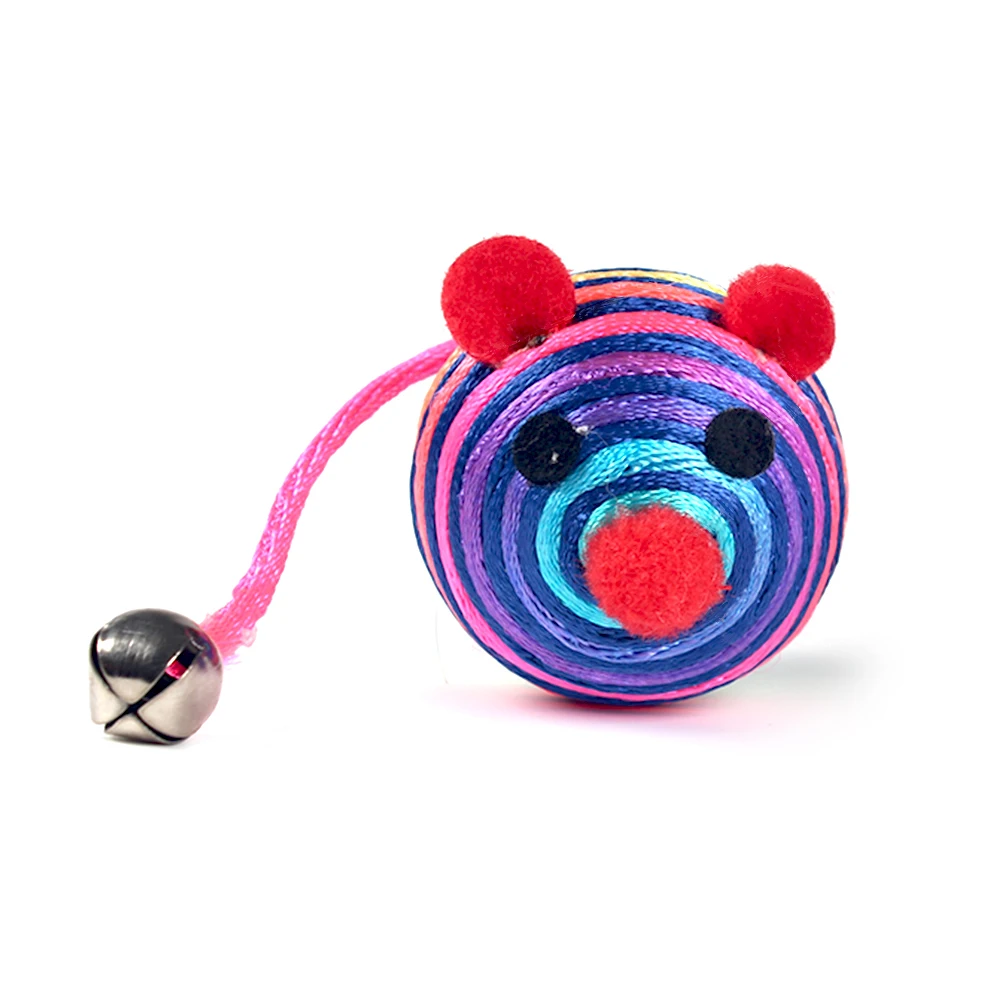 Кот Игрушка мышей игрушка прекрасный полоса нейлоновой веревкой круглый шар