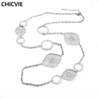 chicvie women silver color necklace retro collar hollow alloy necklaces pendants female ethnic jewellery vintage accessories