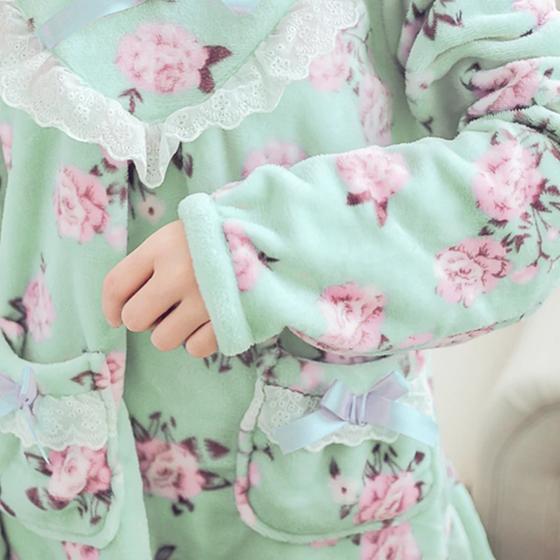 Womenpyjama Наборы для ухода за кожей Фланелевая Пижама милая девушка с цветочным