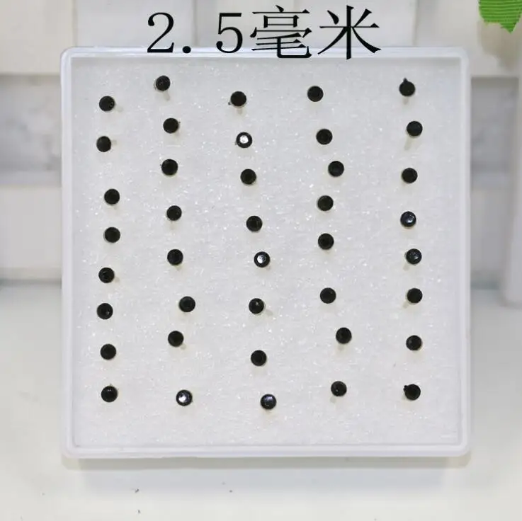 2.5mm black WLP7/10/20/40 шт./комплект серьги!, дешевые женские серьги с кристаллами, милые маленькие пластиковые серьги-гвоздики - Окраска металла: 2.5mm black