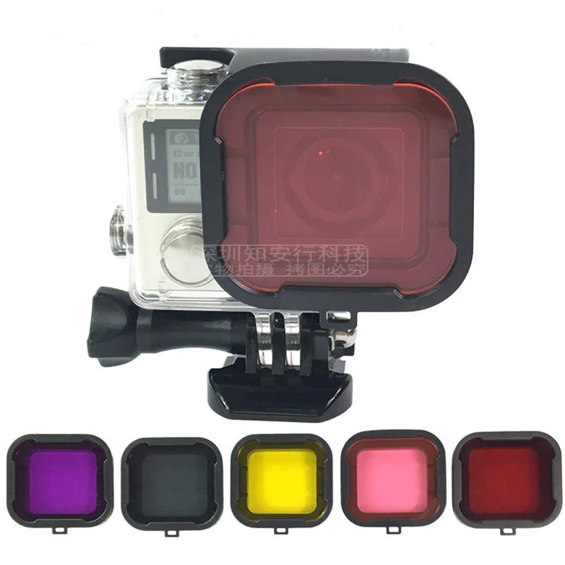 Go pro Hero 4 3 + аксессуары для дайвинга фильтр подводного объектив GoPro Hero4 Hero3