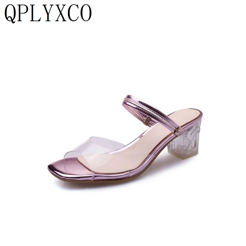 

QPLYXCO 2019 sale Big Size 33-42 Peep Toe Ankle Strap High Heels Sandals Platform Shoes Woman high quality Slippers 7280-1
