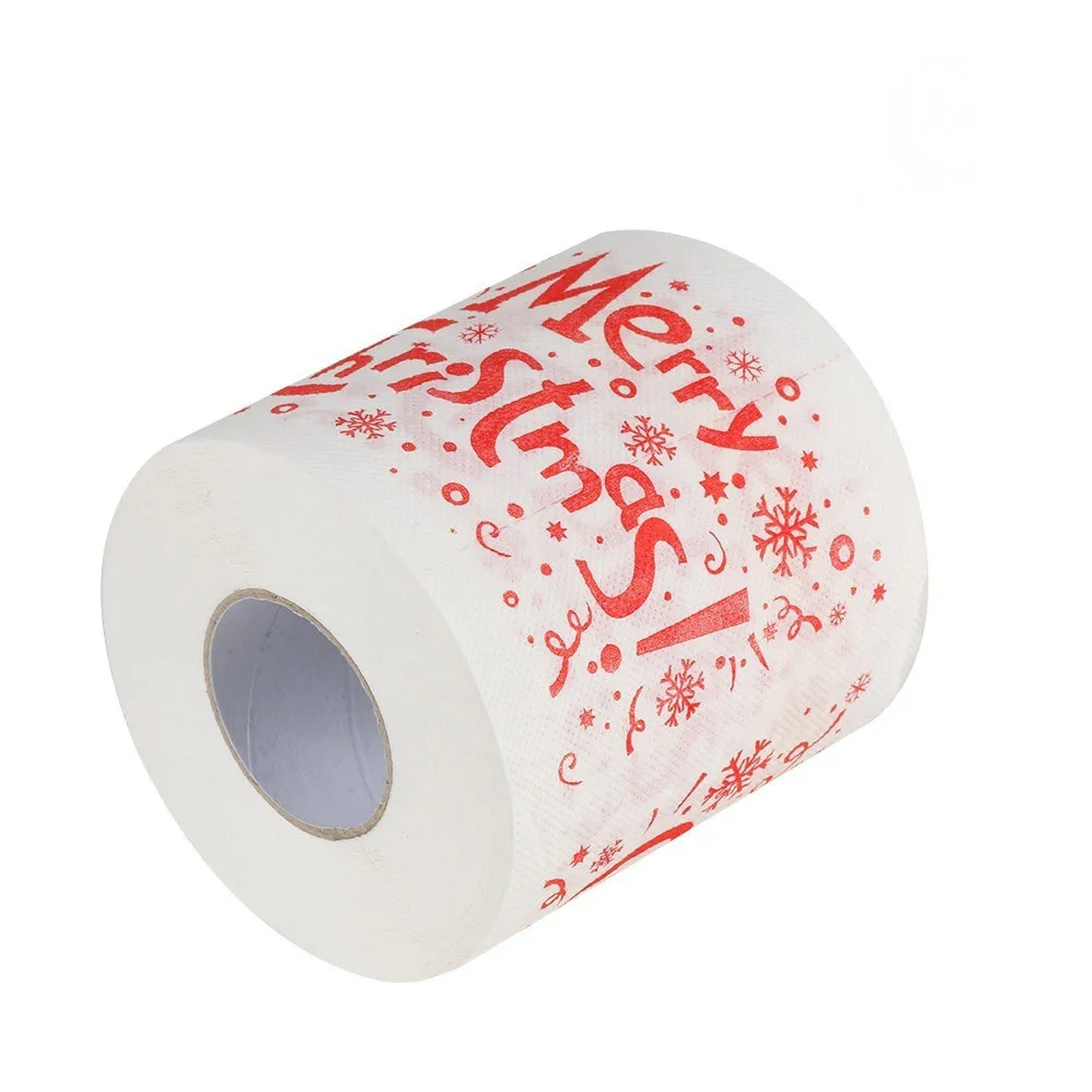 1Roll Merry Christmas Supplies Santa Claus/Deer Printed Toilet Paper Home Bath Living Room Tissue Roll Xmas Decor |