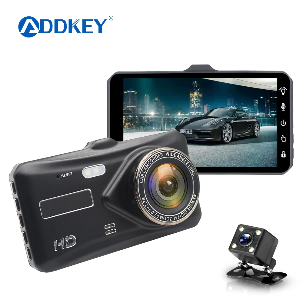 Новый видеорегистратор ADDKEY с двумя объективами Автомобильный Full HD 1080 P 4 дюйма IPS