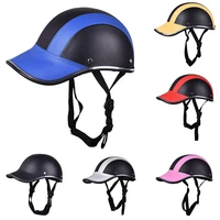 motorcycle half face helmet half open face bike cycling helmet protective abs leather baseball cap motor unisex 5 colors cp375