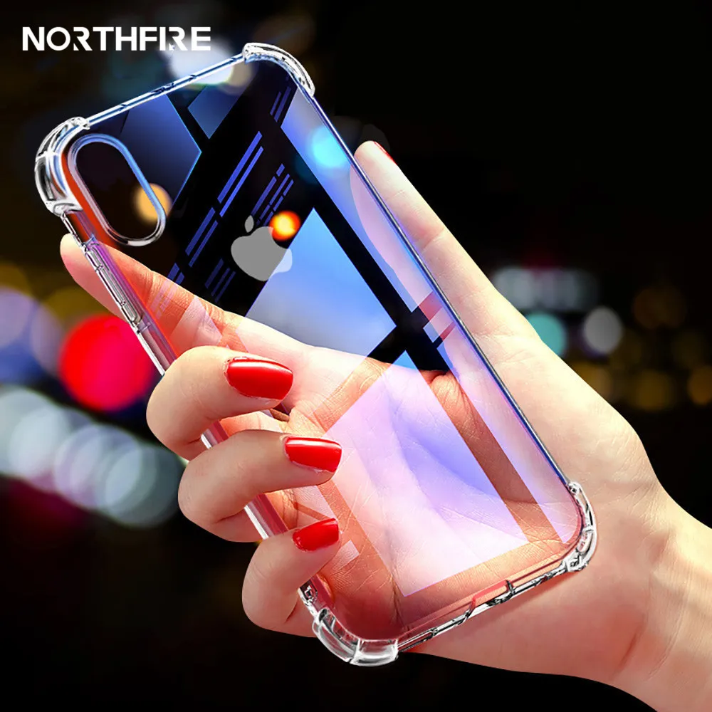 NORTHFIRE чехол для iPhone X/XS MAX/XR 7/8 Plus прозрачный противоударный мягкий силиконовый