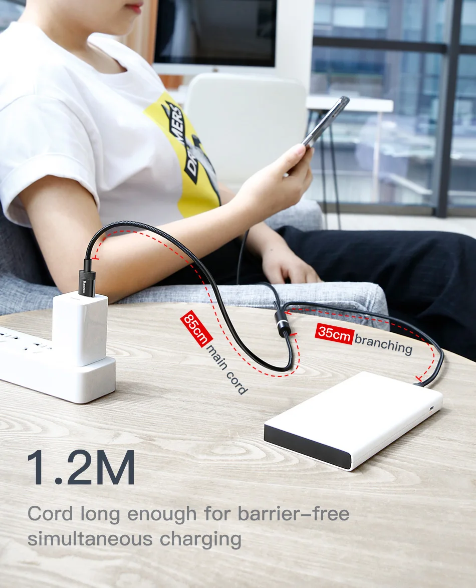 Baseus 3 в 1 Зарядка через usb кабель быстрой зарядки кабель синхронизации данных для iPhone Тип usb C Тип-c кабелем Micro USB кабель для samsung