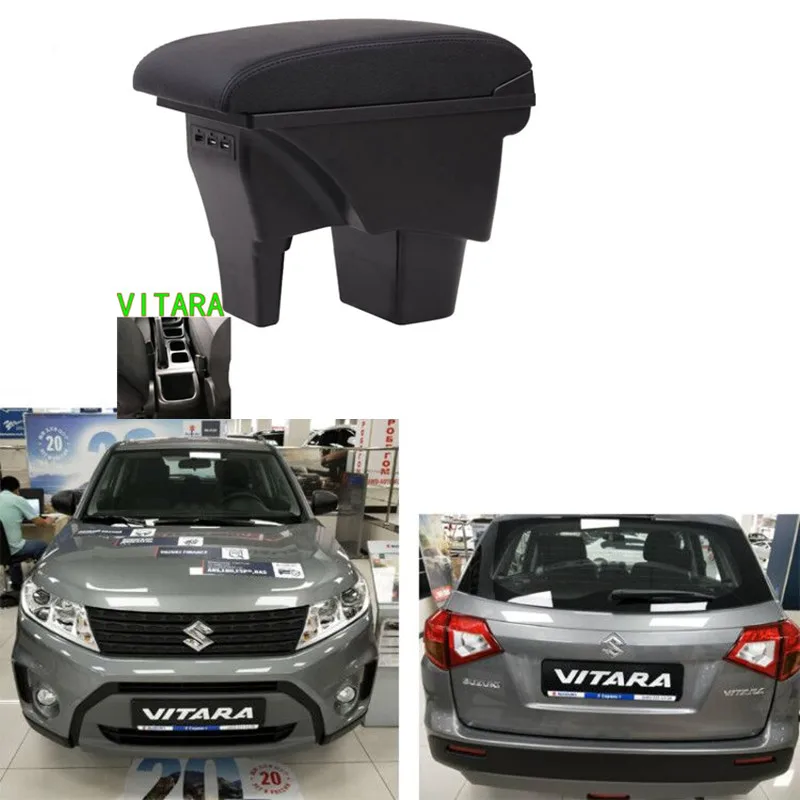 Для Suzuki Vitara подлокотник коробка Универсальная автомобильная центральная консоль caja Модификация аксессуары двойной поднятый с USB