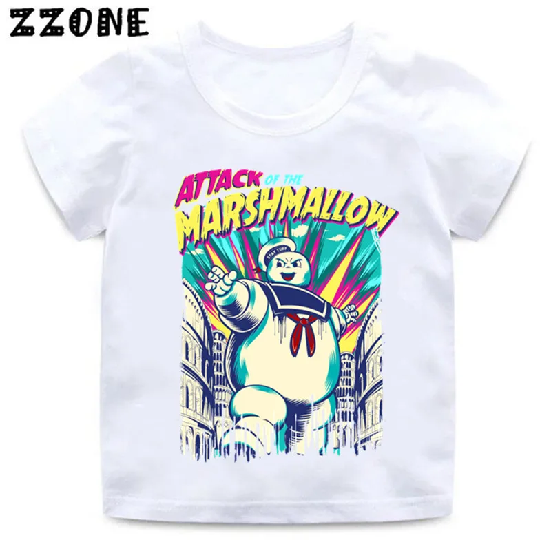 whiteL Kids Stay Puft/забавная одежда футболка для мальчиков и девочек с принтом «Старая школа», с логотипом привидения Летняя Повседневная футболка для малышей-5224 - Цвет: whiteL