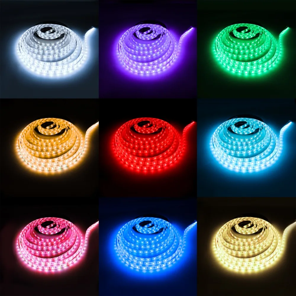 Светодиодный светильник DC 12 В SMD 2835 5050 Гибкая Диодная лента RGB 5 м 10 м 15 м 44Key полный комплект водонепроницаемый светильник ing