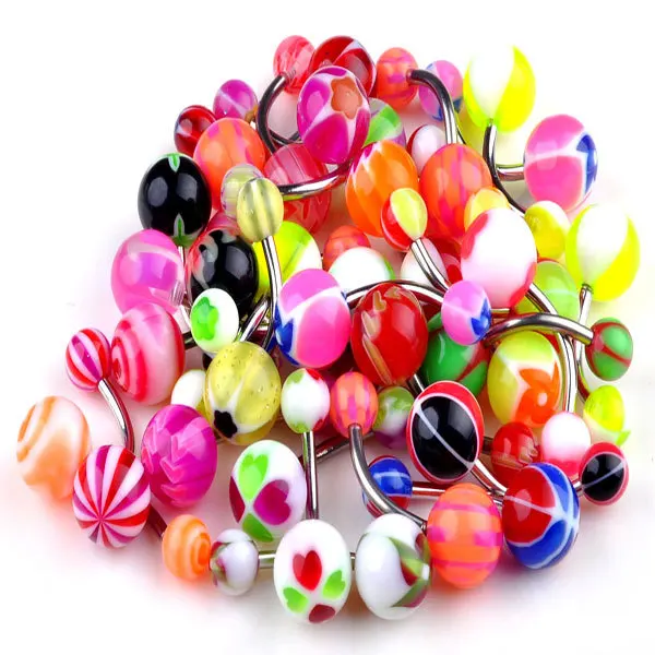 Кольца для пирсинга живота 10 шт./лот из хирургической нержавеющей стали 316L