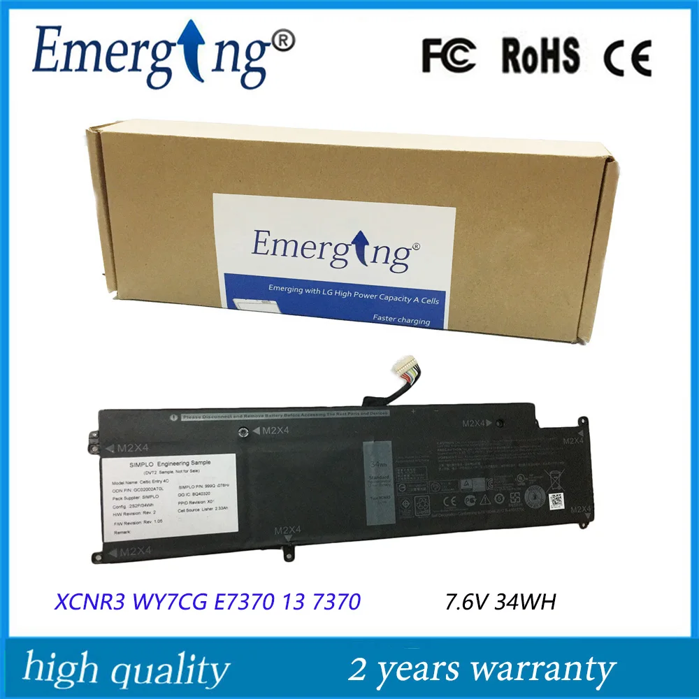 7 6 V 34WH новый оригинальный аккумулятор для ноутбука Dell Latitude 13 7370 E7370 WY7CG