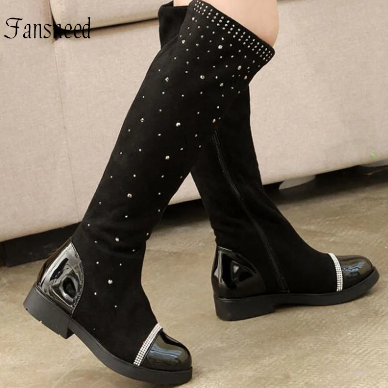 Сапоги ботфорты для девочек теплые эластичные ботинки на осень и зиму аксессуары