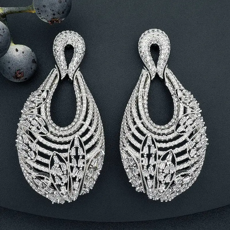 

Newness Luxury Brand Luxury Flower Luxury Cubic Zirconia Copper Women Engagement Bridal Wedding Earring Fashion Jewelry