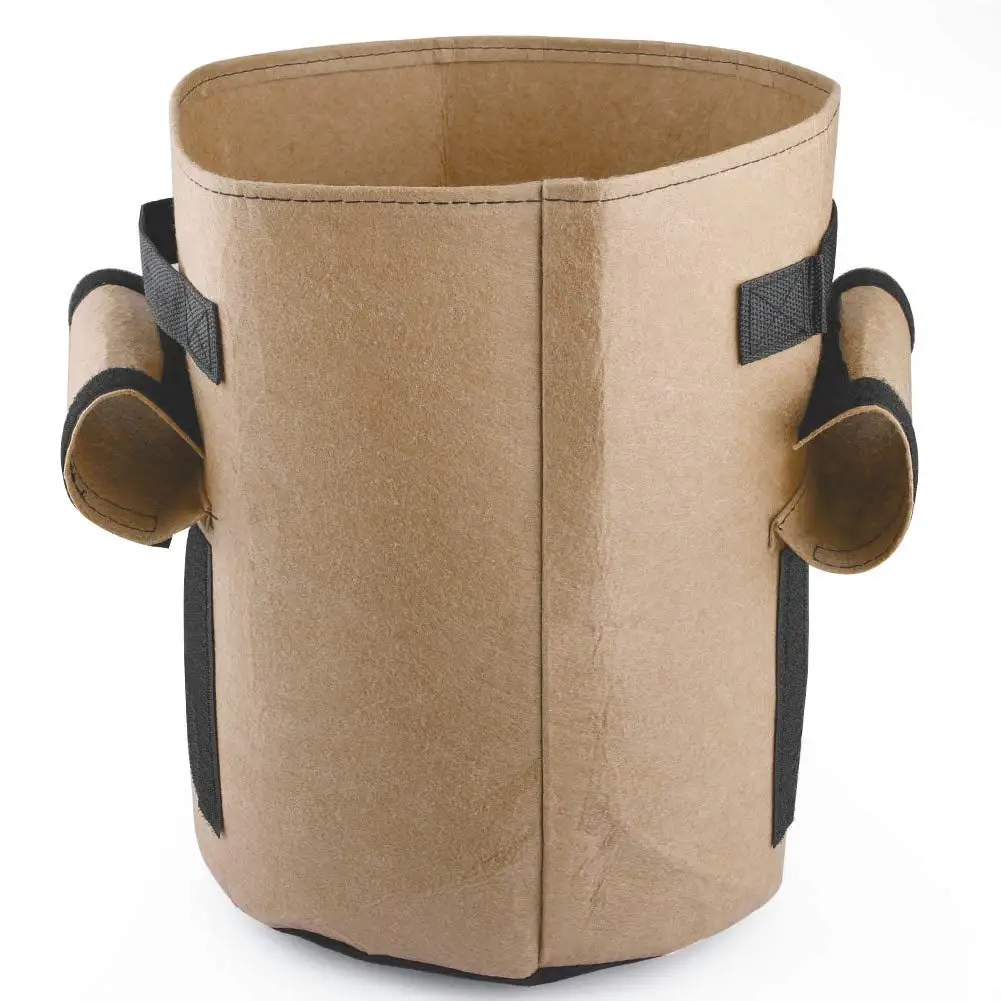 Camel Brown M 10/7 Gallon Potato Grow Bag Double Door Pot Nonwoven Environmentally Friendly Indoor Outdoor Plant Bag - Цвет: Camel Brown M