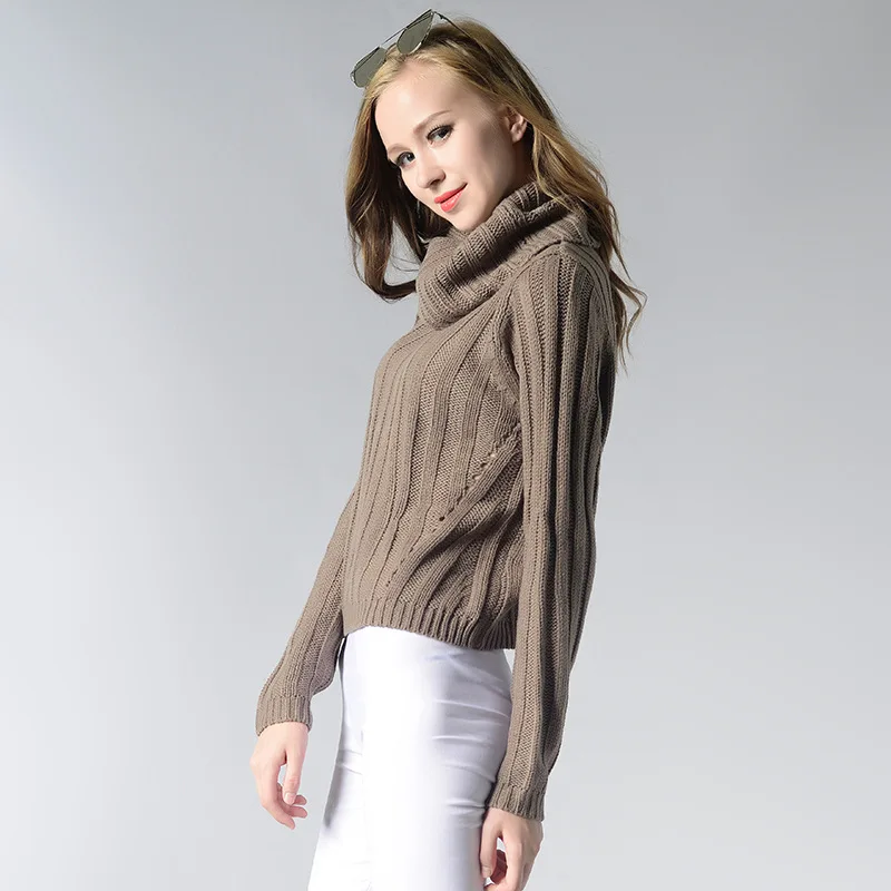 2018 Fashion Women's High-necked Long Sleeves Slim Sweater Casual Ladies Round Neck Pullover Female Autumn Winter YH-0607032G | Женская