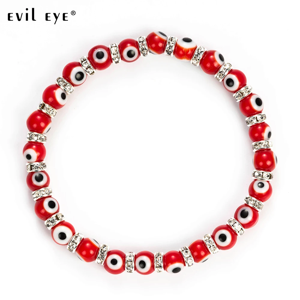 Evil eye Новая мода 6 мм Злой Глаз бусина красный распорка кристалл браслет Распродажа для женщин мужчин подарок EY176