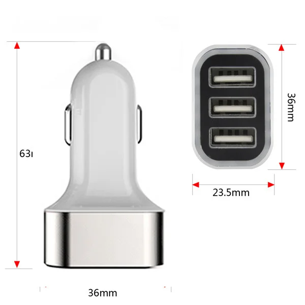 Rylybons 3 USB порта для автомобиля 5.2A кабель быстрой зарядки светодиодный индикатор