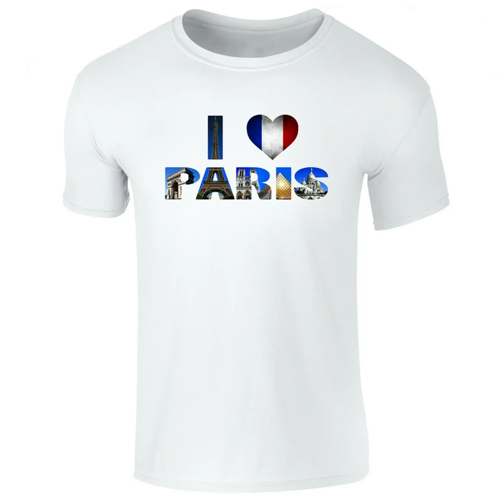Мужская хлопковая футболка с принтом I Love Paris|Мужские футболки| |