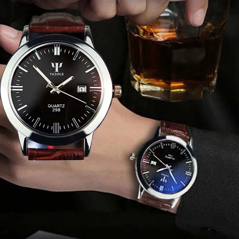 YAZOLE Luxury Brand Beauty Mo 2018 Newest Man Leather Band Calendar Date Analog Quartz Waterproof Wrist Watch Fast Shipping | Наручные