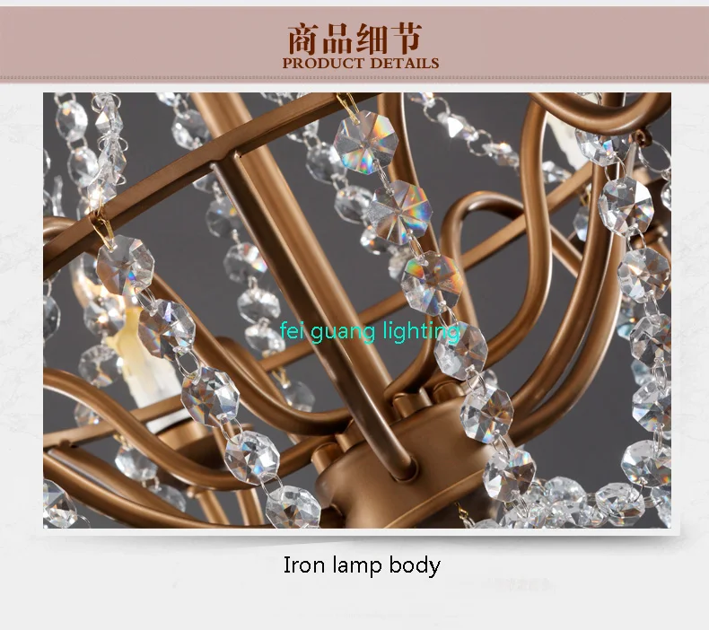 

American Restaurant Lights Country Retro Villa Bedroom Duplex Staircase Living Room Luxurious Crystal Chandelier vintage lamps