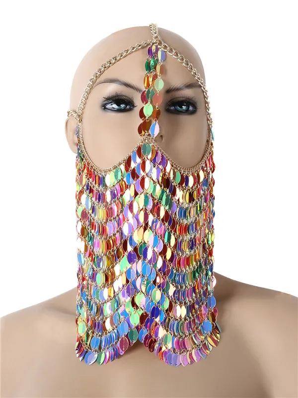 head chain Summwe пляжная ювелирные изделия бюстгальтер, ювелирное изделие для тела, уход за кожей лица маска головы цепи ювелирные изделия кольчужные бюстгальтер средства ухода за кожей белье Бикини металлик вечерние ювелирные изделия - Окраска металла: head chain