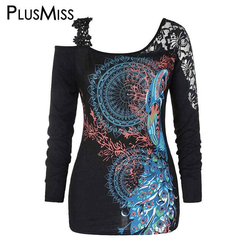 PlusMiss плюс Размеры 5XL с этническим принтом Цветочные Кружева Туника вязанная