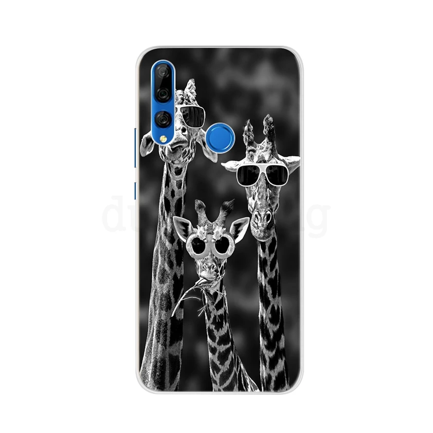 Темно-серый Для Fundas huawei P Smart Z чехол силиконовый 3D мягкий, симпатичный, из ТПУ с мультяшными цветами Прозрачный чехол для телефона для huawei P Smart Z STK-LX1 - Цвет: Темно-серый