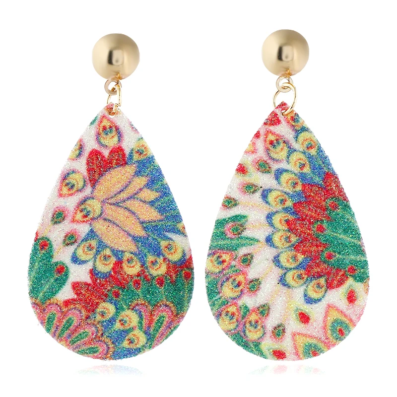 WNGMNGL 2018 Fashion Female Drop Earrings Romantic Elegant Statement Colorful PU Sequins Dangle For Women Jewelry Gift | Украшения и