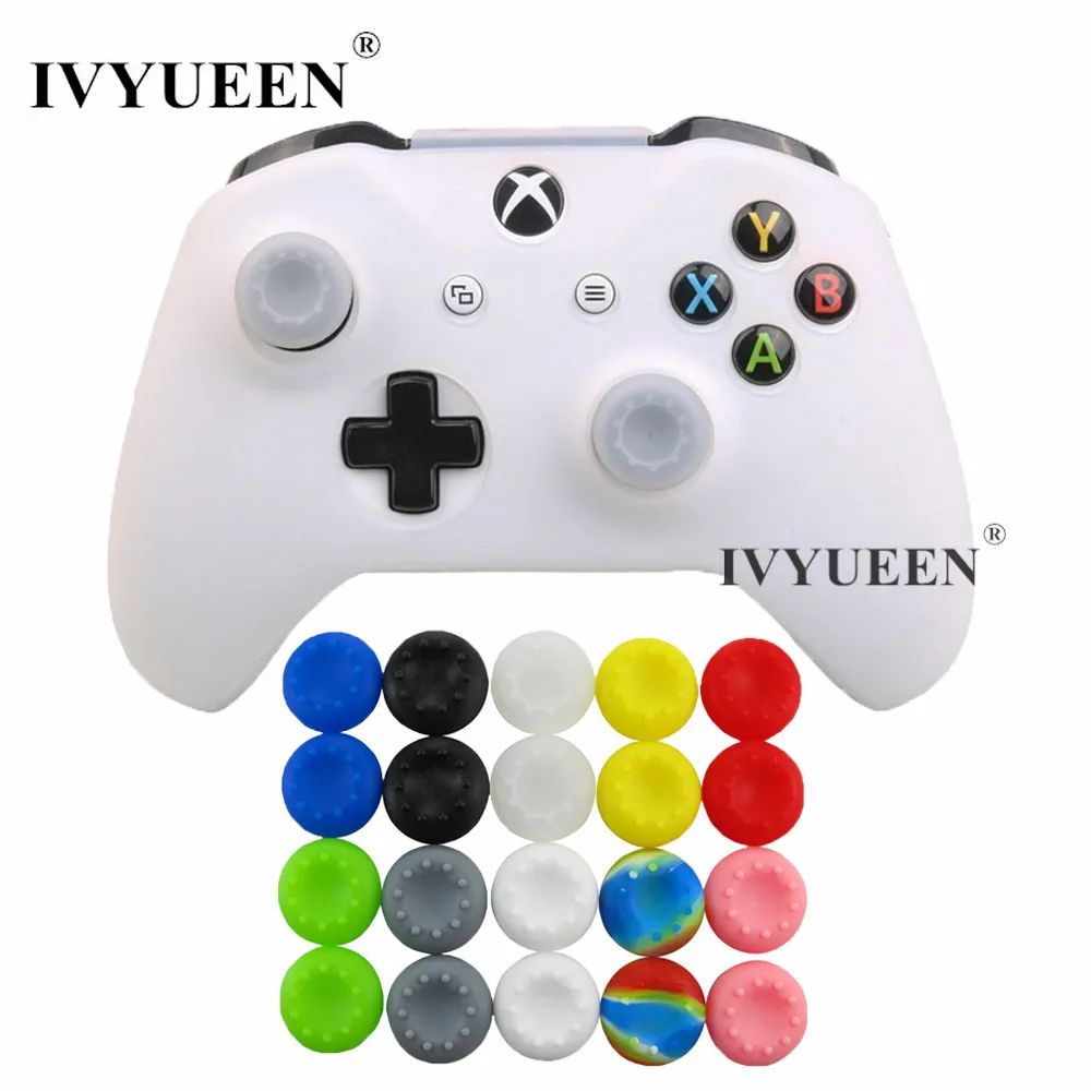 IVYUEEN Силиконовый чехол кожного покрова для microsoft Xbox One X S Slim контроллер с 20 x Стик ручка шапки-10 видов цветов - Цвет: Бесцветный