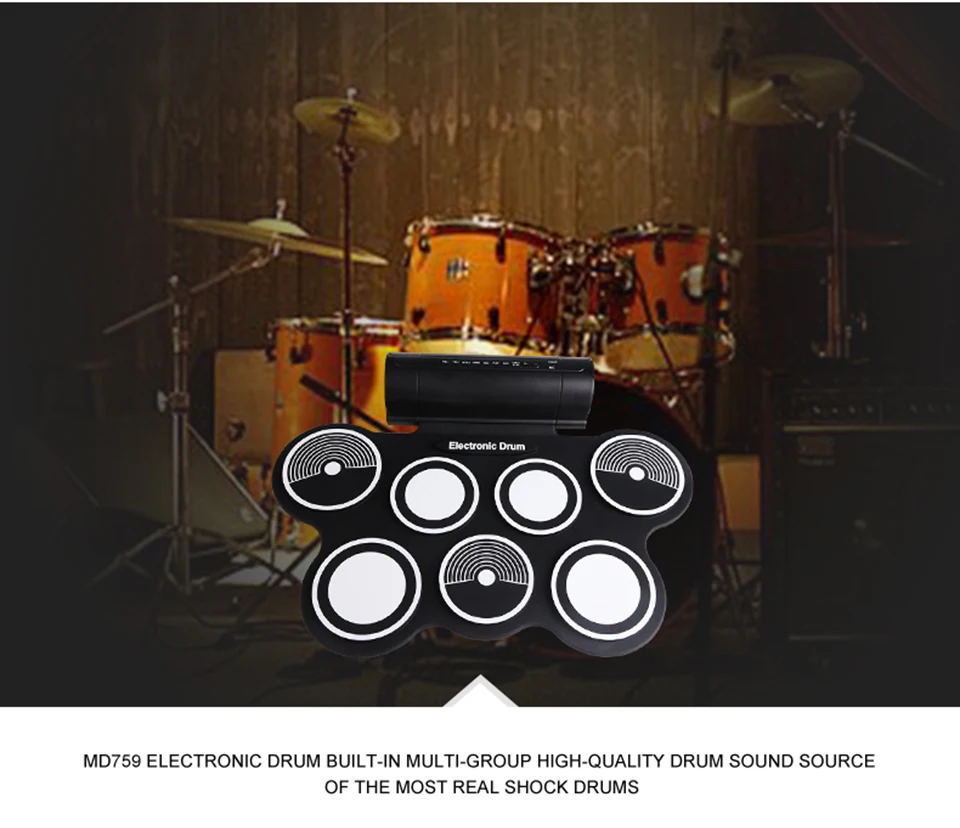 Профессиональный Портативный Roll Up USB MIDI машина электронная Барабаны Pad комплект ударные инструменты с Барабаны tick для меломана