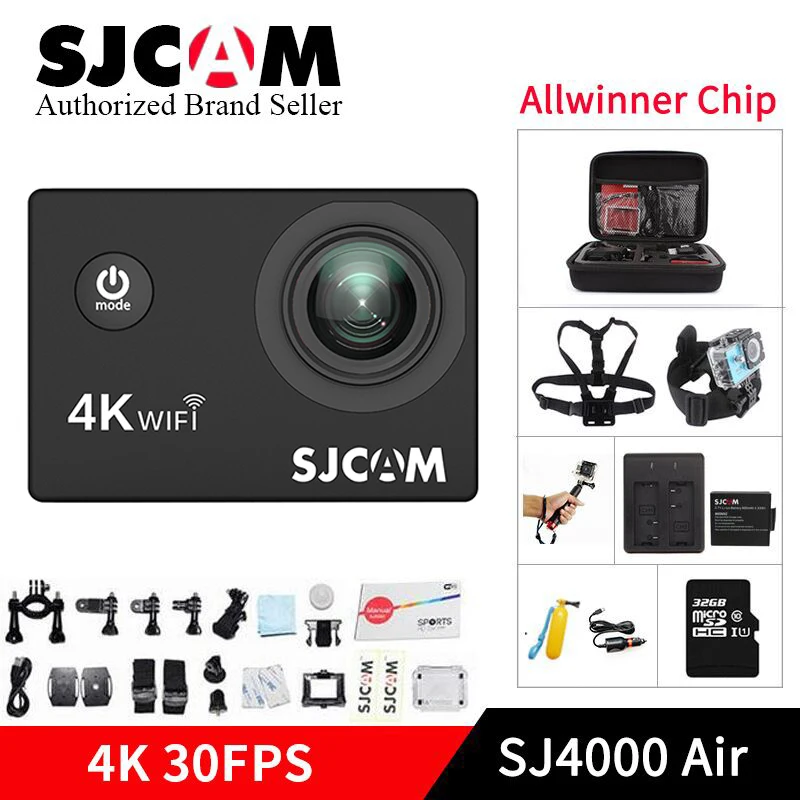 SJCAM SJ4000 AIR 4k wifi Экшн-камера 1080P Full HD 4K 30fps wifi Спортивная DV 2," Мини видеокамера sj 4000 pro yi 4k велосипедная камера