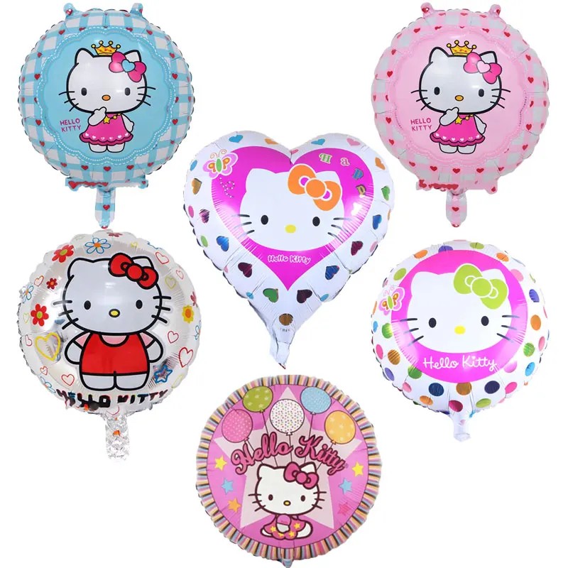 Бесплатная доставка 50 шт. 18 дюймов hello kitty cat воздушный шар алюминиевая фольга