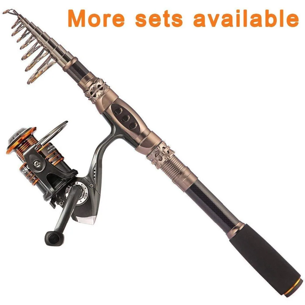 PLUSINNO Telescopic Fishing Rod Retractable Pole Saltwater Travel Spinning Rods Poles | Спорт и развлечения