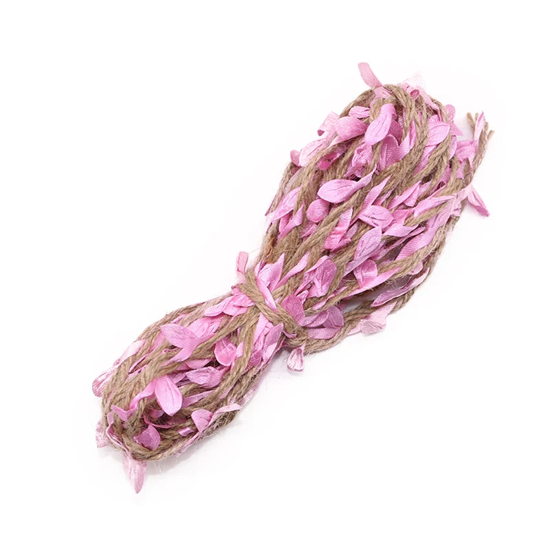 pink 2 м, 5 м, имитация зеленых листьев, тканая пеньковая веревка, сделай сам, украшение на свадьбу, день рождения, свадьбу, ротанговая веревка для упаковки подарков, 5 мм - Color: pink