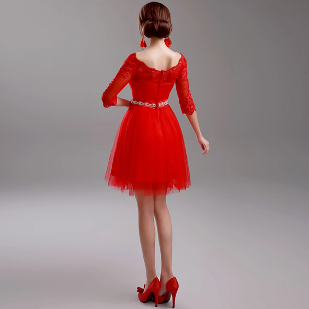 Новый 2016 sexy red кружева глубокий v шеи блесток кристалл молнии свадебное платье