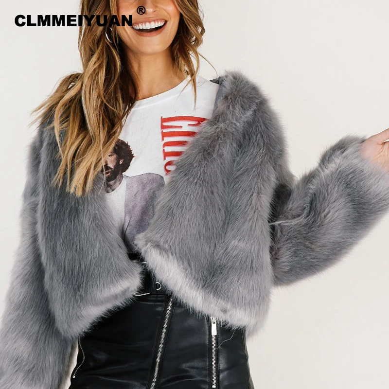 2018 должно быть серое пальто из искусственного меха женские толстые теплые зимние