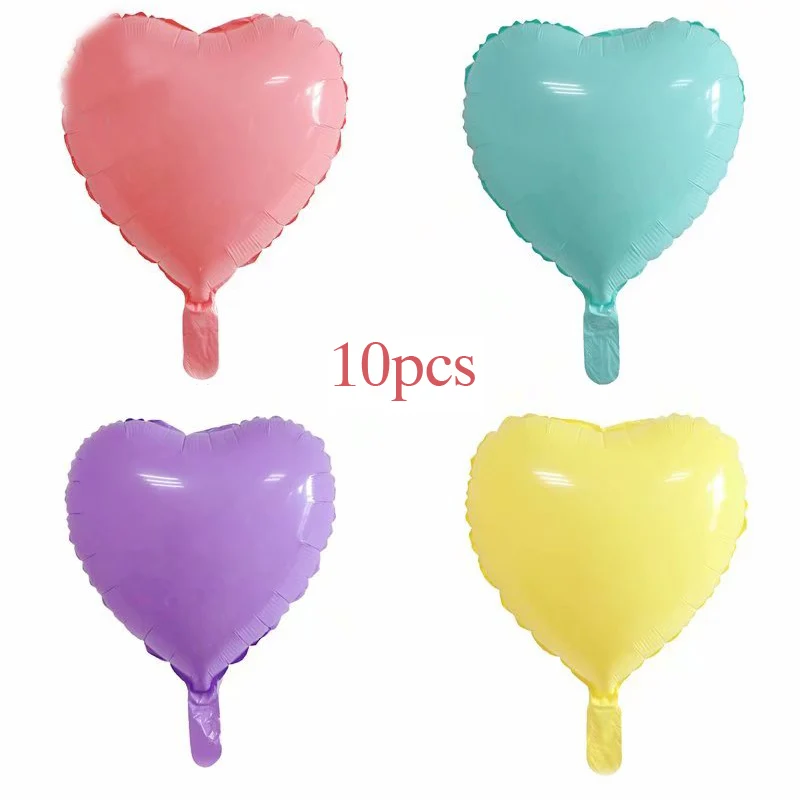 

10psc Heart Star Round Girl Birthday Party Decor 18 Inch Foil Balloons Macaron Color Fashion Globos Wedding Gifts Baby Shower