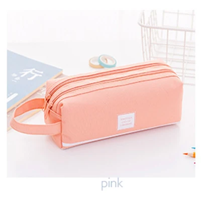 pink Творческий двойная молния большой Карандаш Чехол Kawaii школьный пенал для карандашей ручка коробки для девочек Подарки милые канцелярские сумка Etui - Цвет: pink