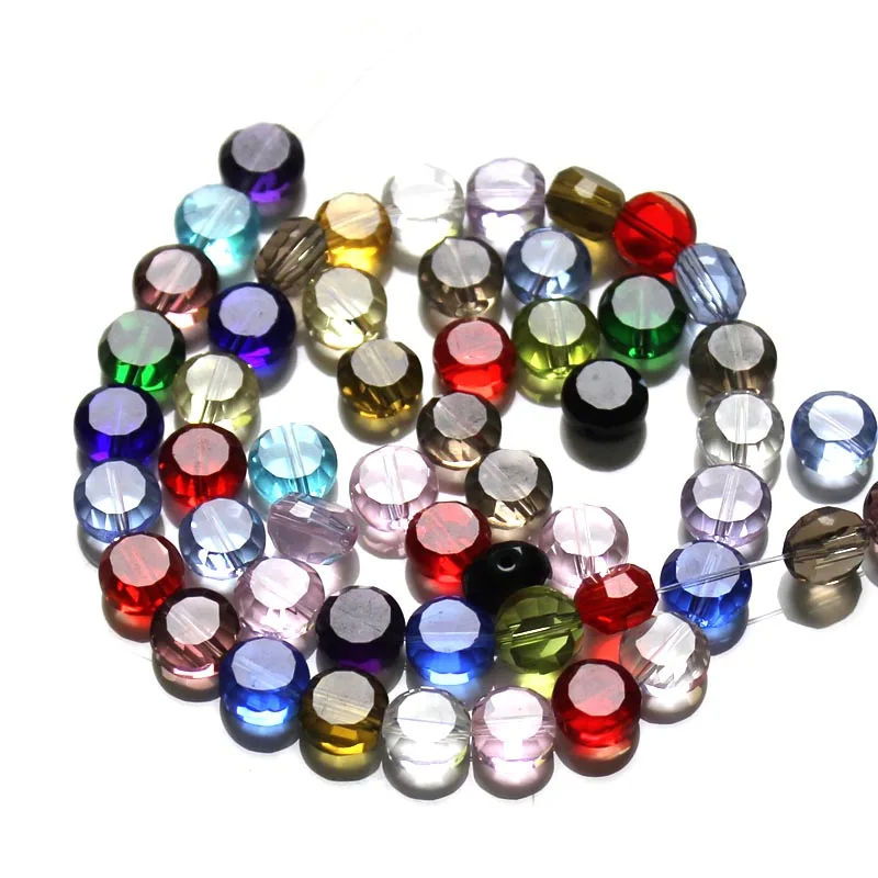 

wholesale 8mm fashion crystal diy jewelry beads button shape facet cutting crystal glass beads create your style 100pcs/bag