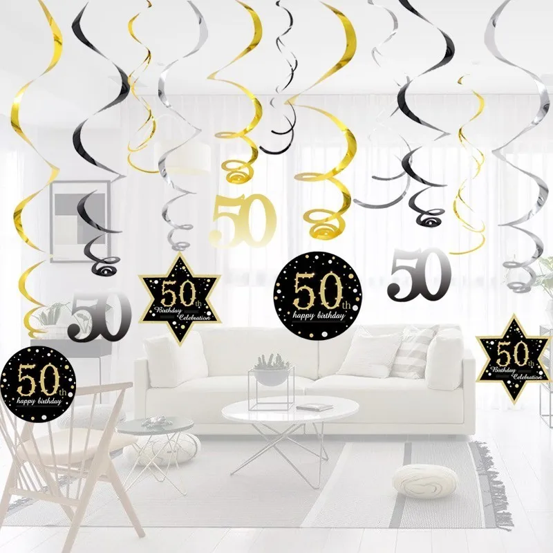 

Hot!18/30/40/50/60 Year Olds DIY Spiral Ornaments Birthday Confetti Balloon Birthday Balons Anniversary Party Decorations