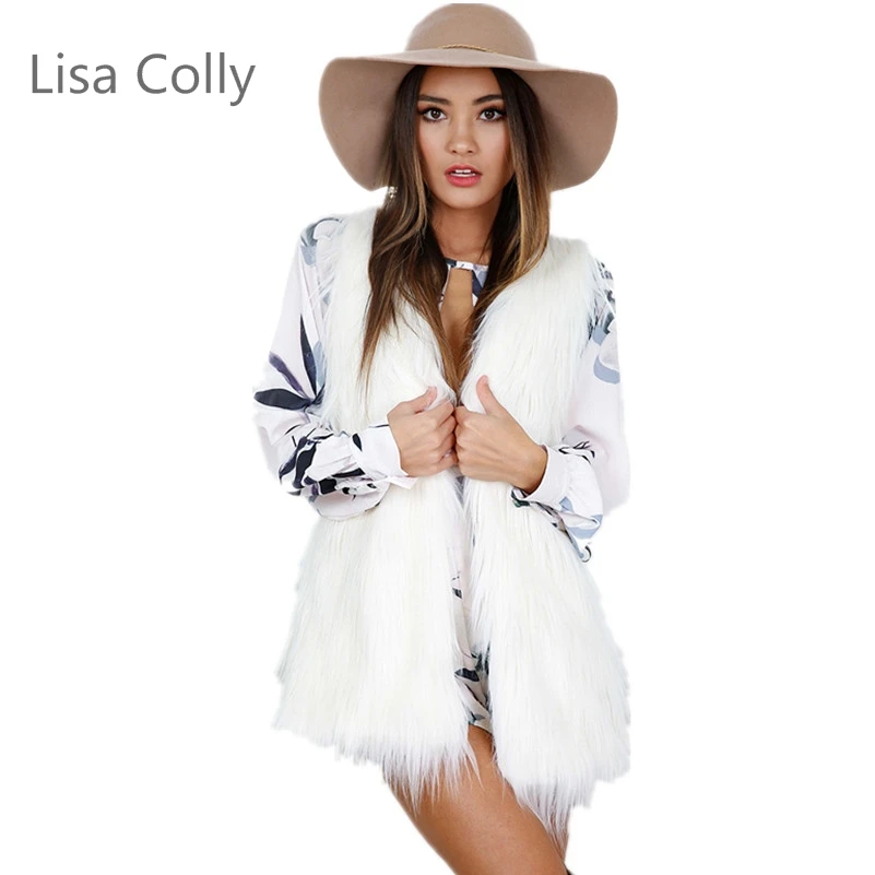 Lisa Colly женский жилет и пальто из искусственного меха женские осенние меховые