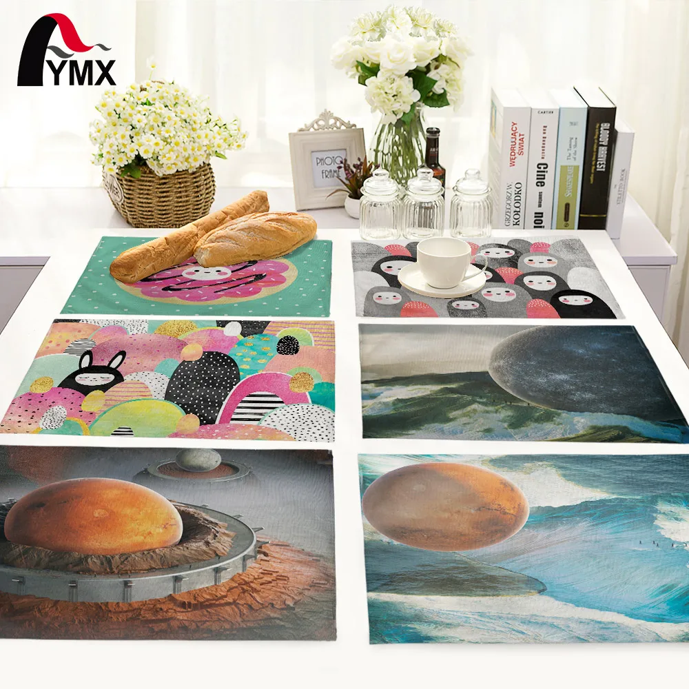 Мультяшная Вселенная космический узор Настольный коврик полиэстер обеденный