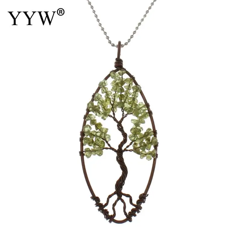YYW 2017 Дерево жизни натуральный камень кулон ожерелье с латунной цепочкой конский
